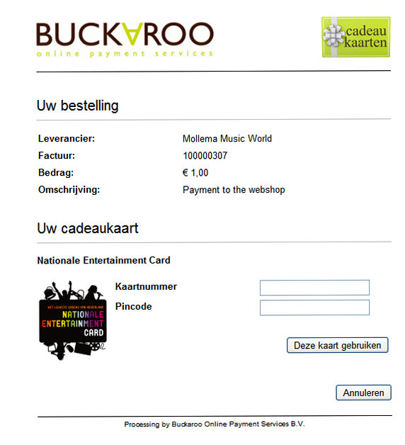 Vul kaartgegevens in