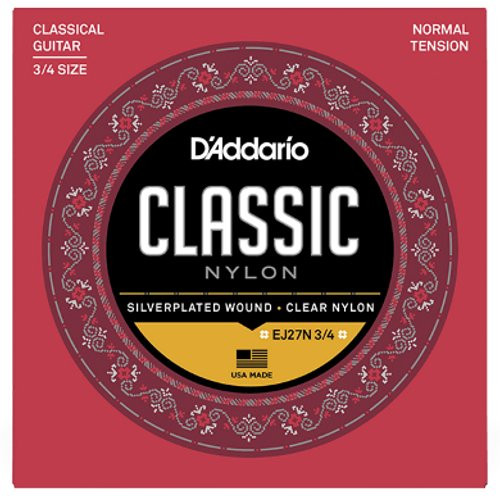 D'ADDARIO EJ27N 3/4 - SNAREN NYLON NORMAL TENSION DRIEKWART GITAAR