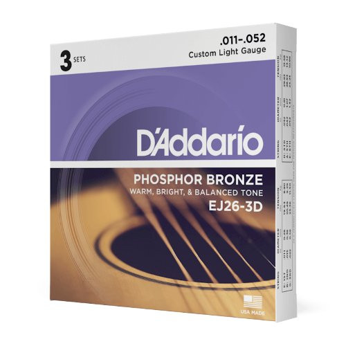 D'ADDARIO EJ26-3D CUSTOM LIGHT - SNAREN 011-052 PHOSPHOR BRONZE 3 SETS