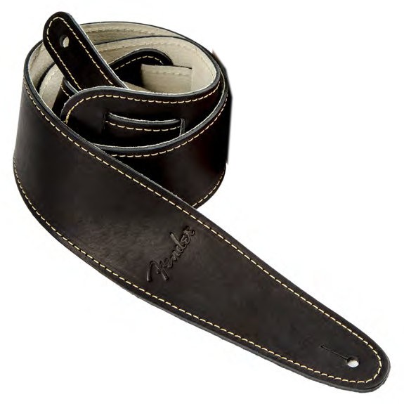 FENDER BALL GLOVE LEATHER STRAP BLACK - GITAARRIEM ZWART LEDER 6CM BREED