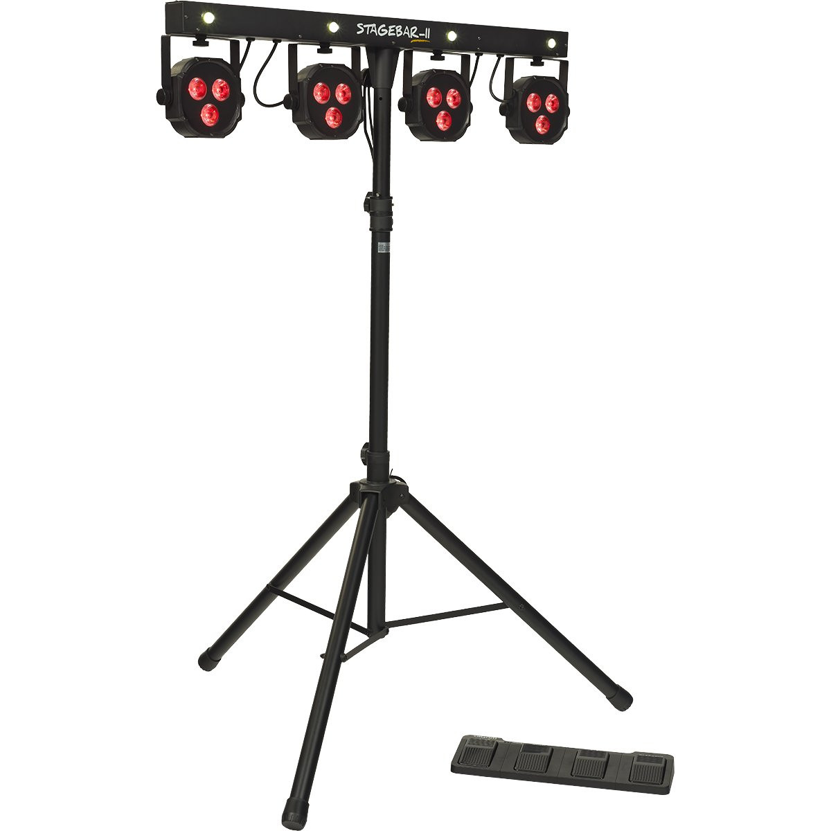 ALGAM LIGHTING STAGEBAR-II - LICHTSET LED PAR 4X + T-BALK, STANDAARD & PEDAAL