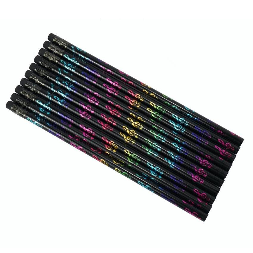 MMW B1153 10-PACK - POTLOOD MUZIEKNOTEN ZWART / FULL COLOUR + GUM