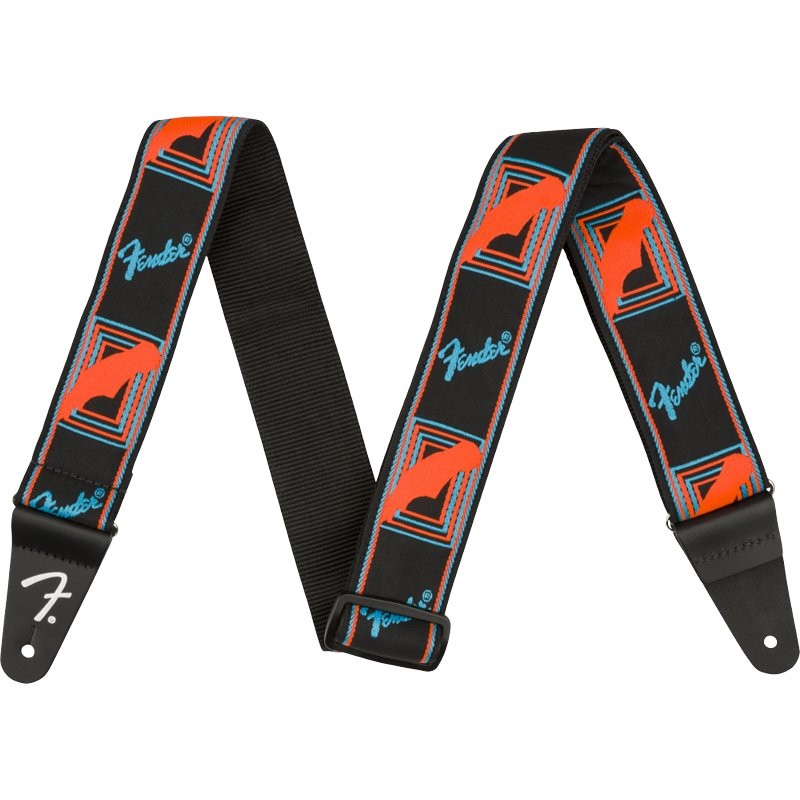 FENDER NEON MONOGRAMMED STRAP BLUE/ORANGE - GITAARBAND BLAUW / ORANJE