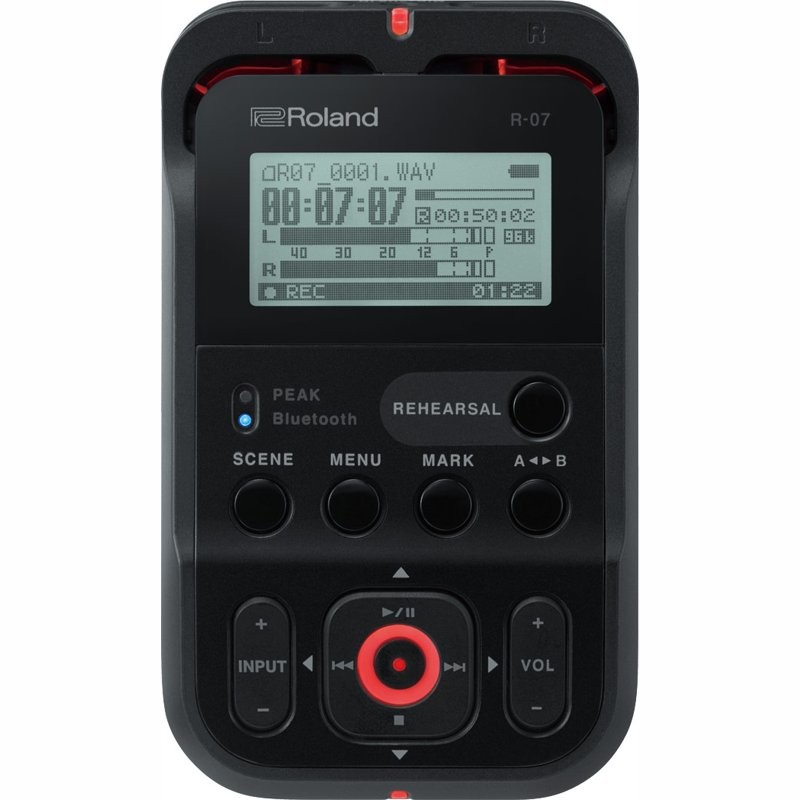 ROLAND R-07 BK HIGH-RESOLUTION AUDIO RECORDER - OPNAMEAPPARAAT + BLUETOOTH + AFSTANDSBEDIENING ZWART