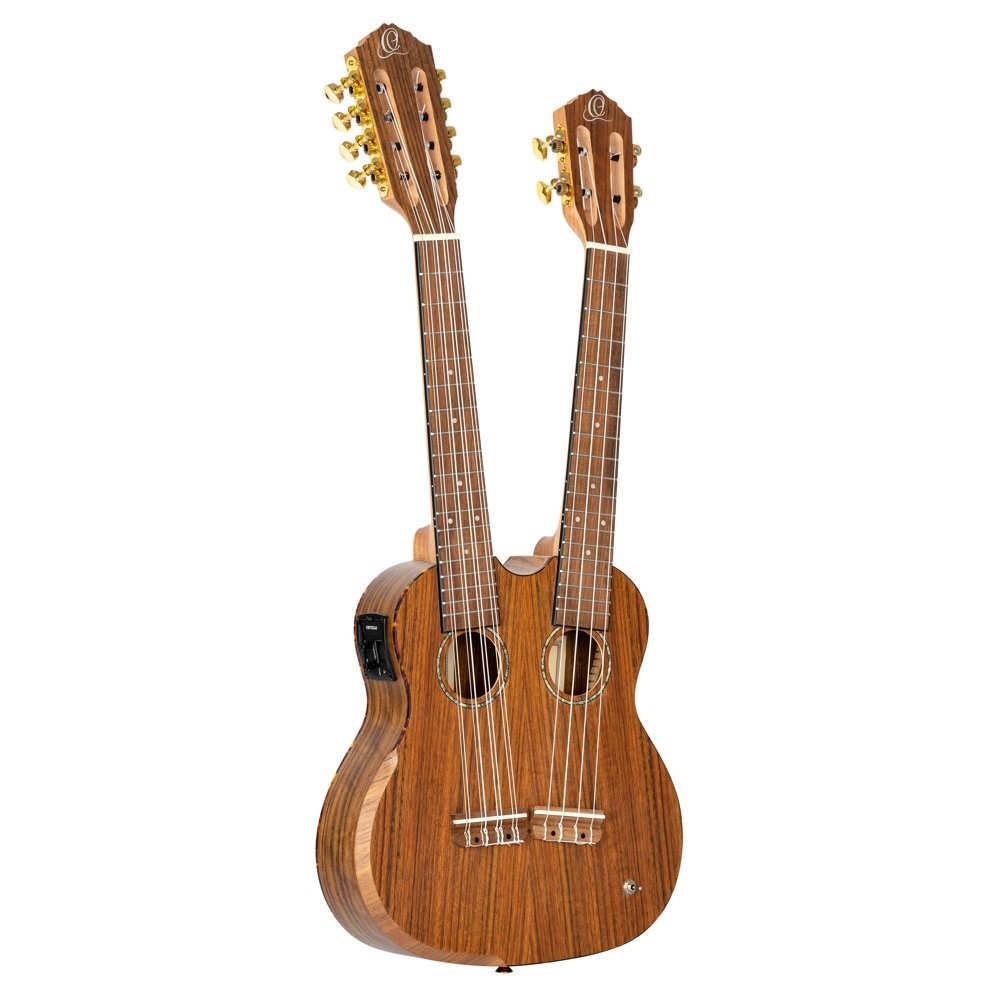ORTEGA HYDRA DOUBLE NECK - UKELELE TENOR 4 & 8 STRING OVANKOL TOP + EQ