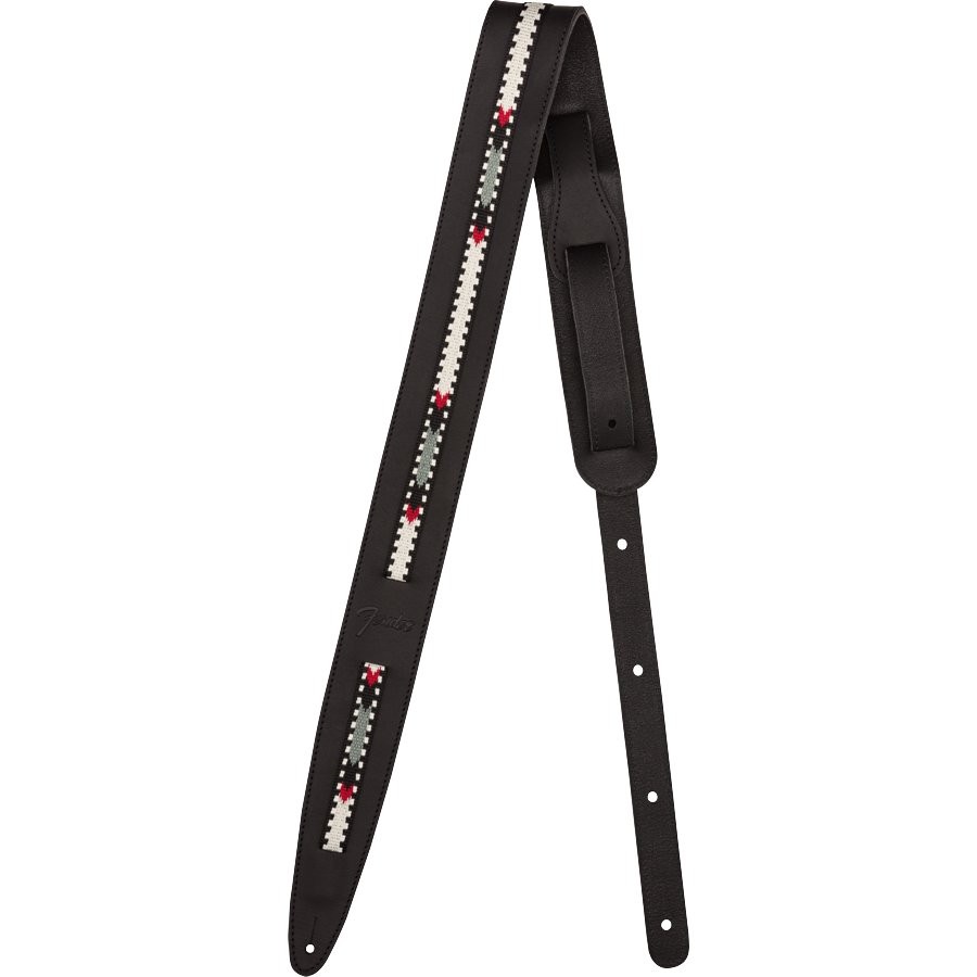 FENDER PARAMOUNT ACOUSTIC LEATHER STRAP BLACK - GITAARRIEM LEER ZWART