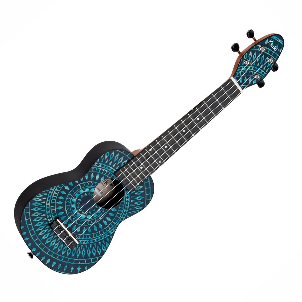 ORTEGA K2SS-BKC SUPER SCALE BLUE KALEIDOSCOPE - UKELELE SOPRAAN LANGE HALS + ACCESSOIRES