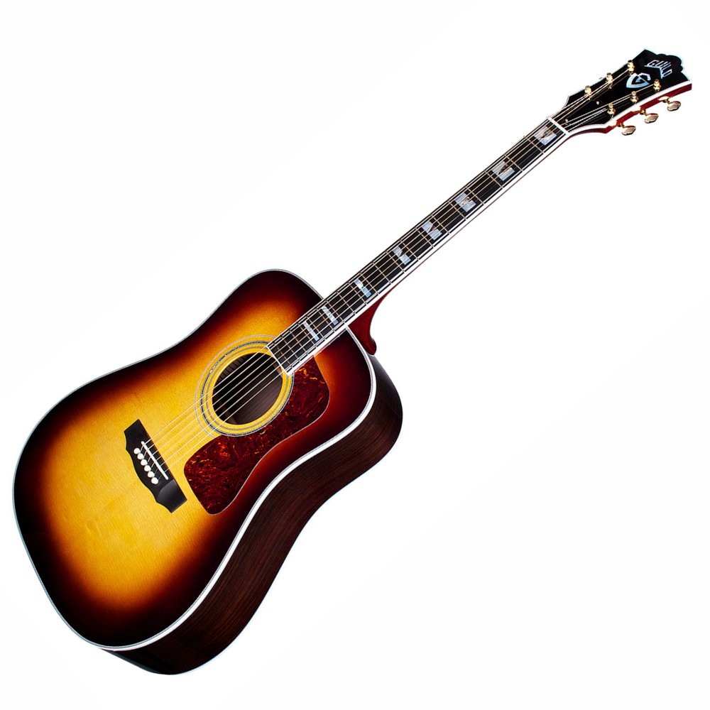 GUILD USA D-55E ANTIQUE BURST - GITAAR WESTERN DREADNOUGHT SPRUCE & ROSEWOOD LR BAGGS