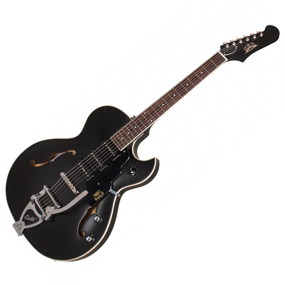 GUILD STARFIRE I JET 90 GVT BLACK SATIN - GITAAR ELEKTRISCH HOLLOW BODY 3X P90 ZWART