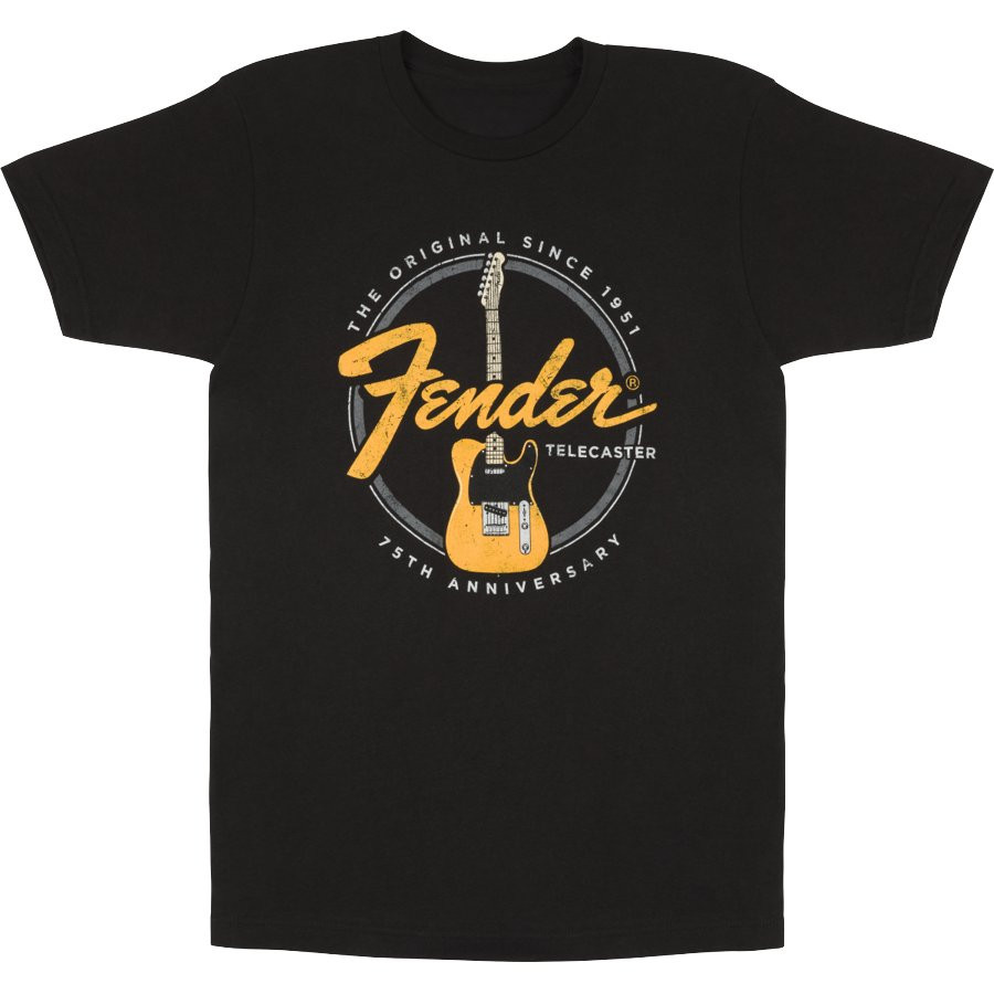 FENDER TEE 75TH TELECASTER MEDIUM - T-SHIRT VINTAGE BLACK M