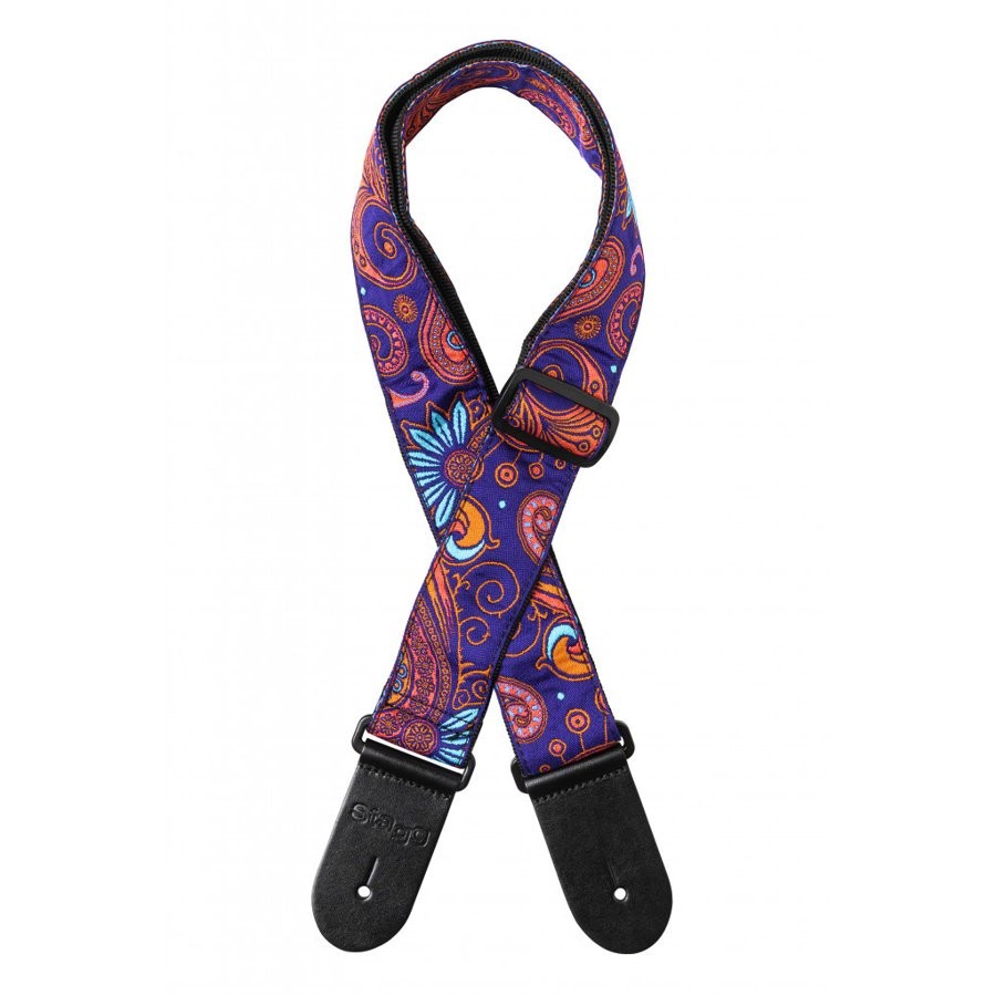 STAGG SWO-PSLY 2 ORA - GITAARRIEM NYLON GEWEVEN ORANJE PAISLEY-PATROON