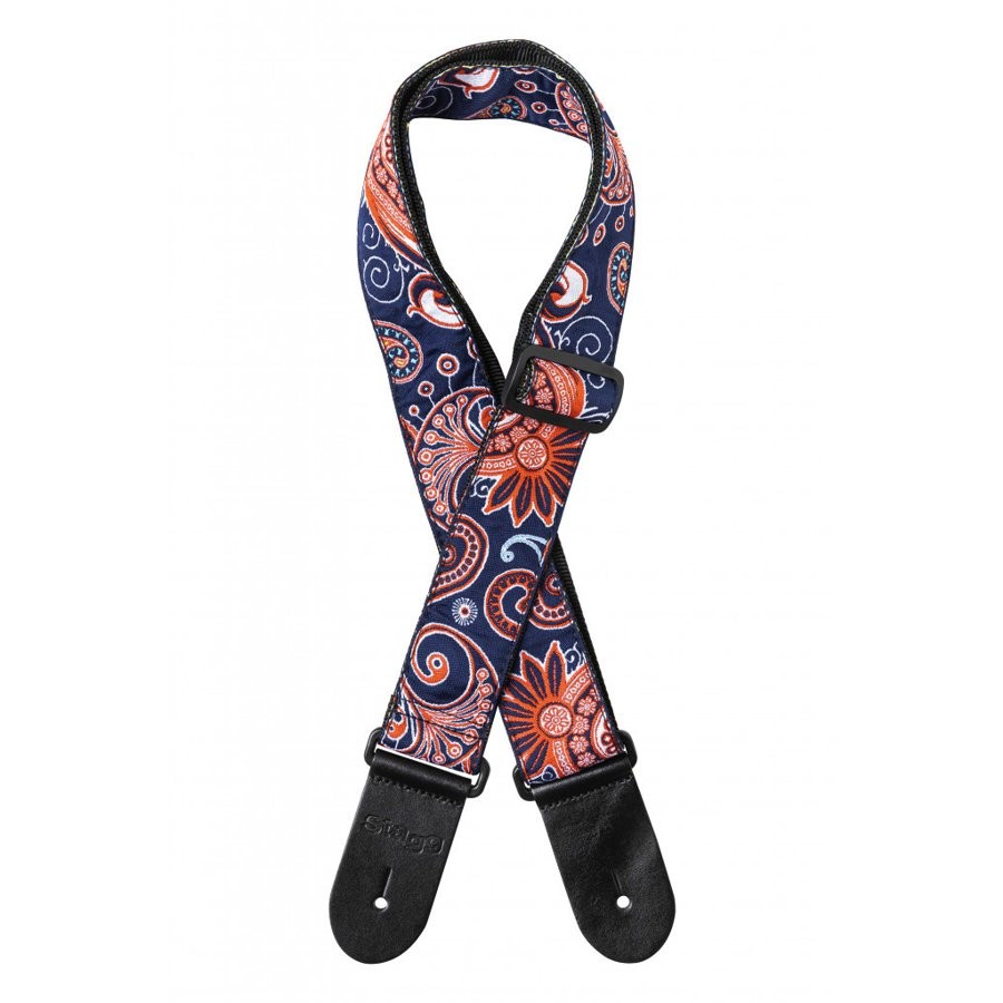 STAGG SWO-PSLY 2 RED - GITAARRIEM NYLON GEWEVEN ROOD PAISLEY-PATROON