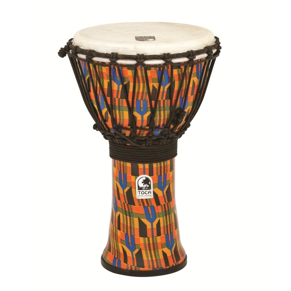 TOCA SFDJ-9K FREESTYLE ROPE TUNED - DJEMBE 9" KENTE CLOTH HOOGTE 16.5" (42 CM)