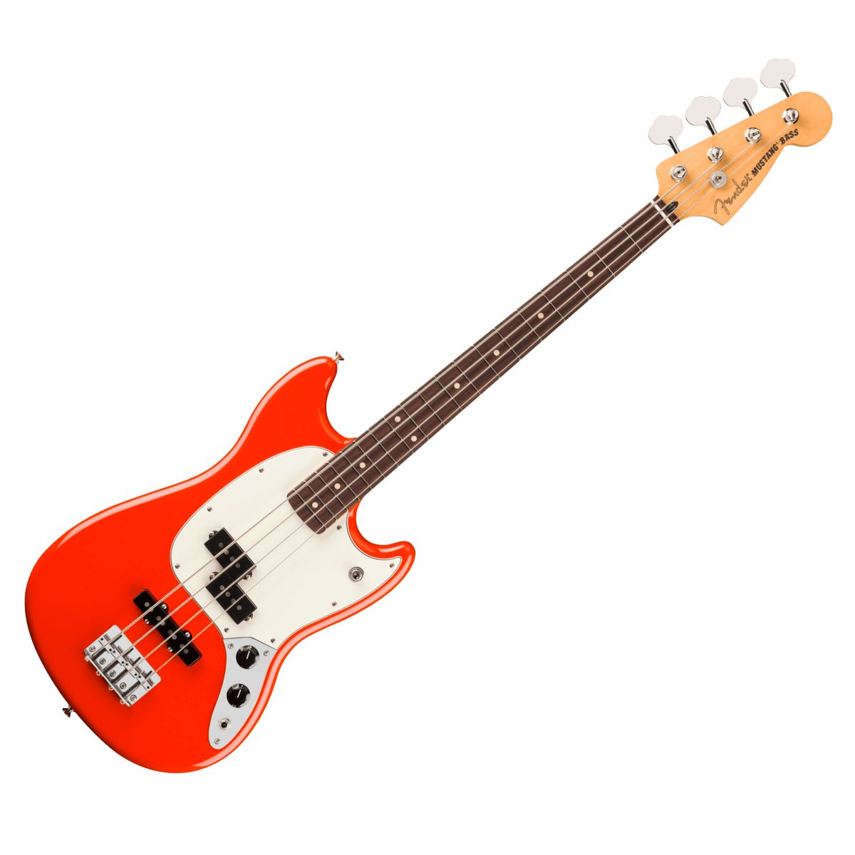 FENDER MUSTANG BASS PJ PLAYER II RW CRR - BASGITAAR CORAL RED ROSEWOOD FINGERBOARD