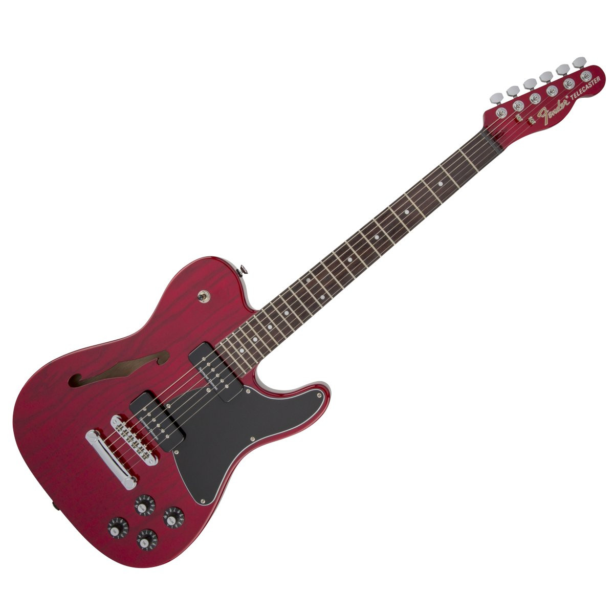 FENDER TELECASTER THINLINE JA-90 JIM ADKINS CRT - GITAAR ELEKTRISCH CRIMSON RED TRANSPARENT LAUREL FB