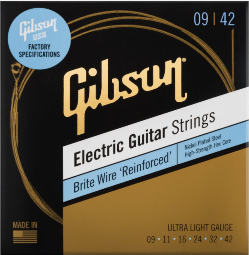 GIBSON SEG-BWR9 BRITE WIRE ULTRA LITE - SNAREN ELEKTRISCH 009-042 NICKEL PLATED REINFORCED