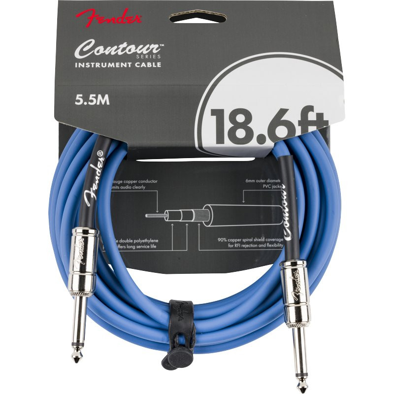FENDER CONTOUR CABLE LPB LAKE PLACID BLUE 0990571802 - KABEL INSTRUMENT JACK 6.3 5.5MTR 18.6'