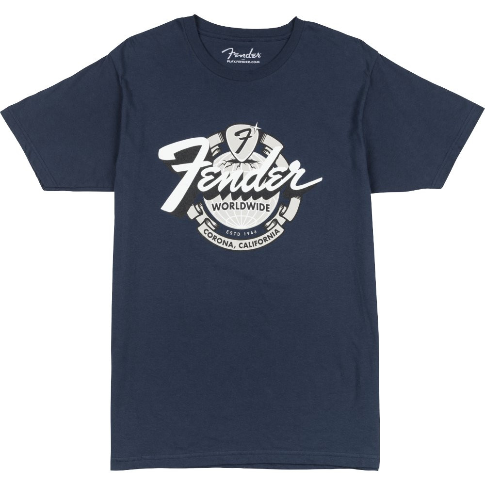 FENDER TEE 9193822506 LARGE - T-SHIRT WORLD WIDE TEE VINTAGE NAVY L