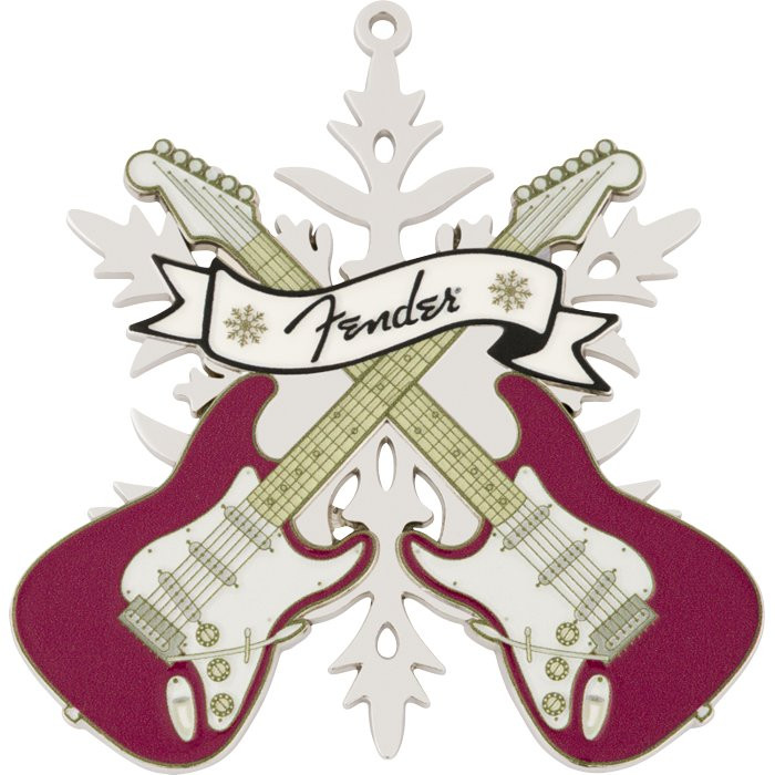 FENDER SNOWFLAKE ORNAMENT + 2 CROSSED STRATOCASTER GUITARS - SIERRAAD 96.5 X 96.5 CM + LINT LIMITED 2025 EDITION