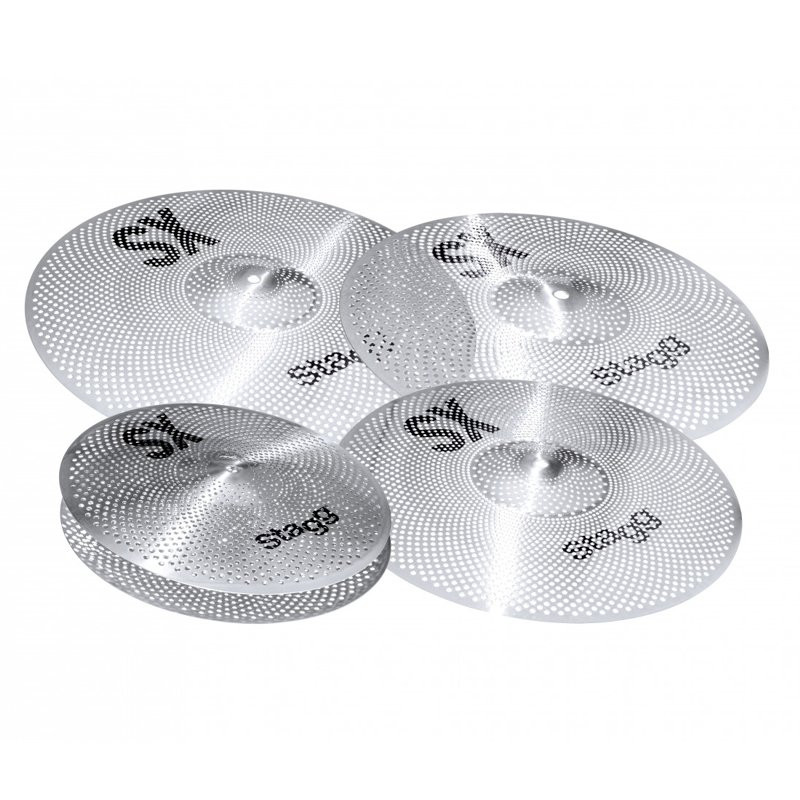 STAGG SXM SILENT PRACTICE CYMBALS - BEKKENSET LAAG VOLUME 14" 16" 18" 20" + TAS