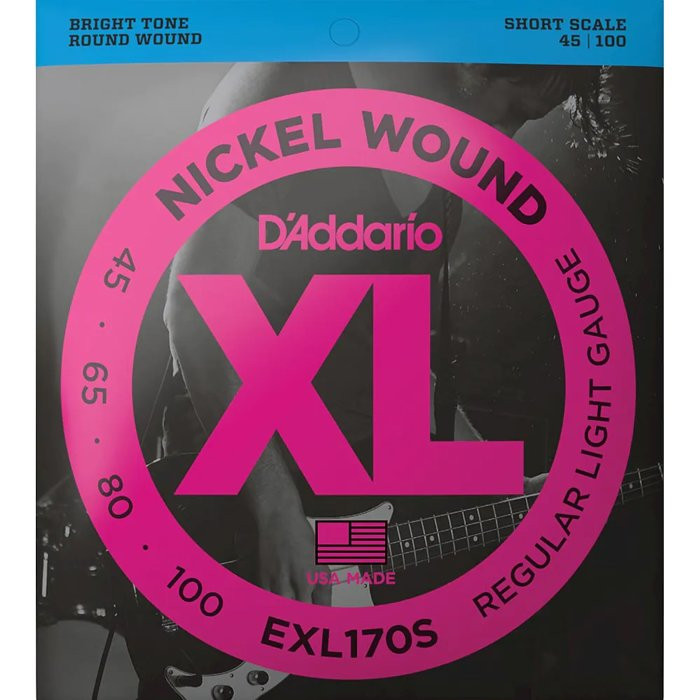 D'ADDARIO EXL170S SHORT SCALE - SNAREN BAS 045-100 NICKELWOUND