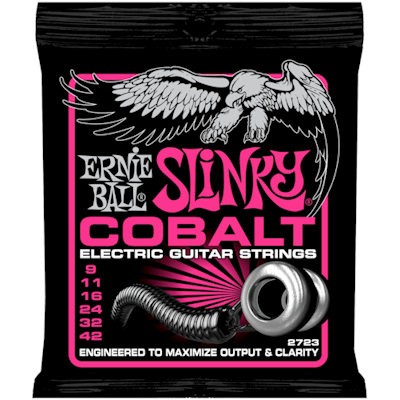ERNIE BALL 2723 COBALT SUPER SLINKY - SNAREN 009-042 EXTRA OUTPUT + HIGH