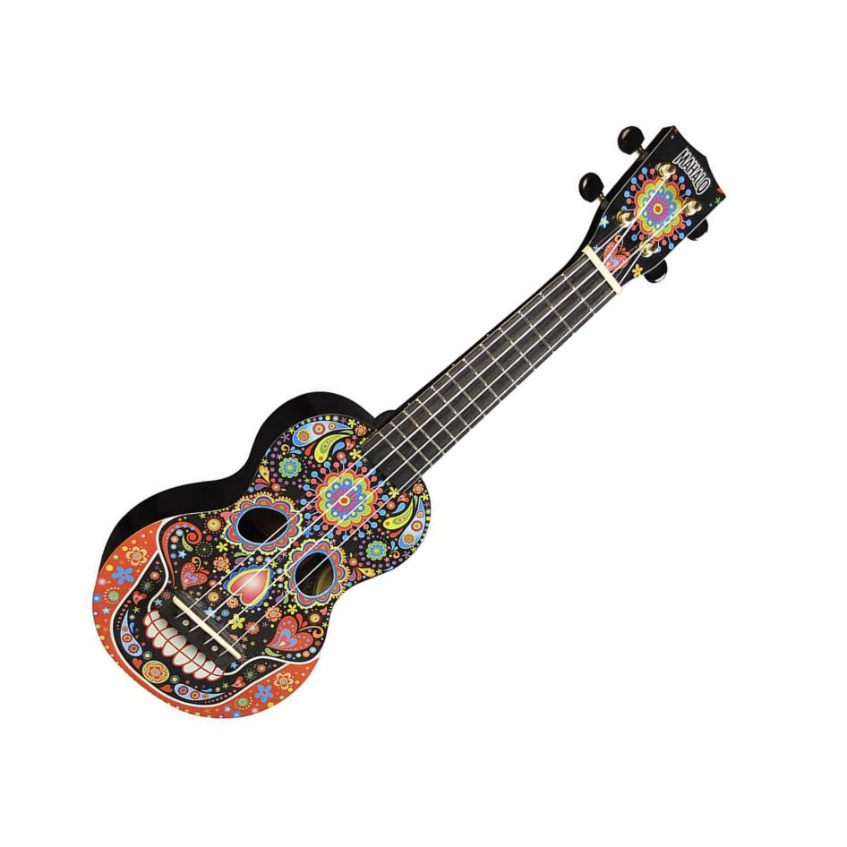 MAHALO ART SERIES MA1SKBK - UKELELE SOPRAAN SKULL BLACK + TAS