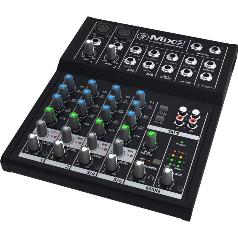 MACKIE MIX8 - MENGPANEEL 8 KANALEN 2X XLR 2X JACK STEREO