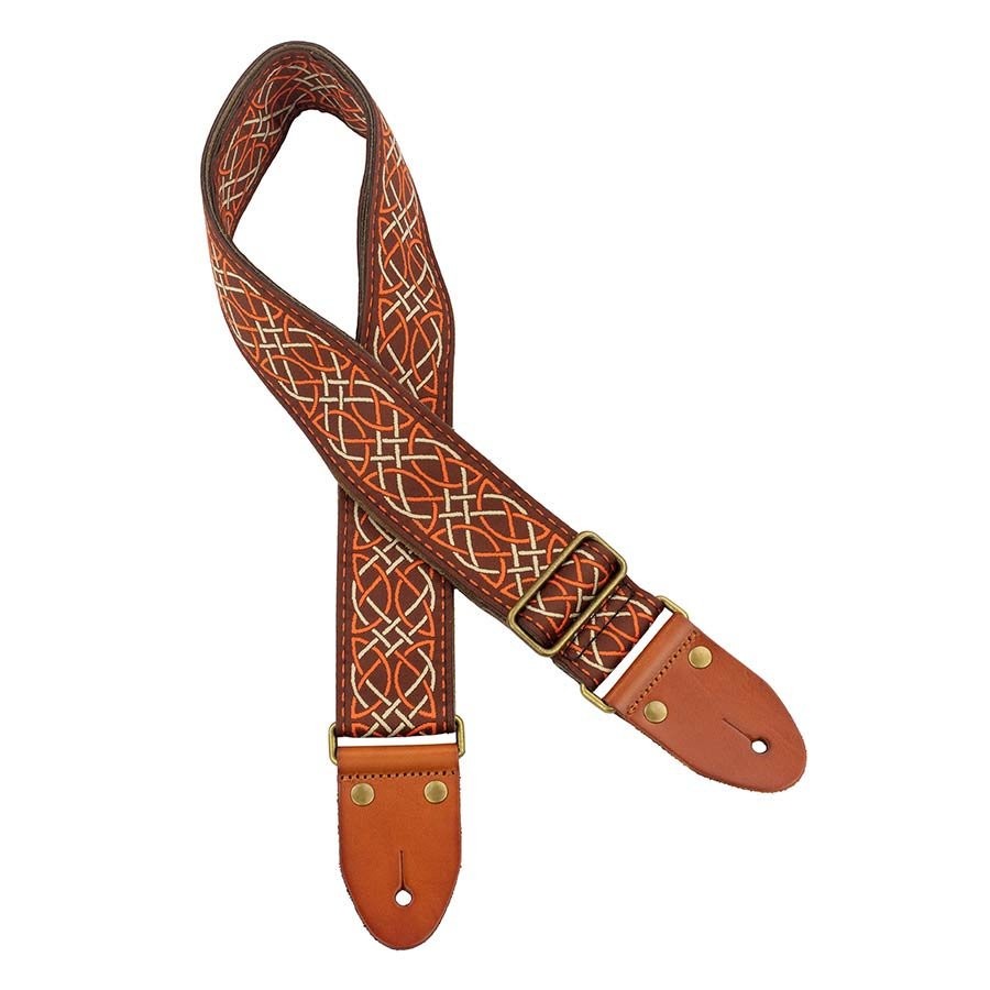 GAUCHO GST-1280-1 AUTHENTIC DELUXE SERIES BROWN/ORANGE - GITAARRIEM 2" JACQUARD GEWEVEN BRONZEN GESP SUEDE