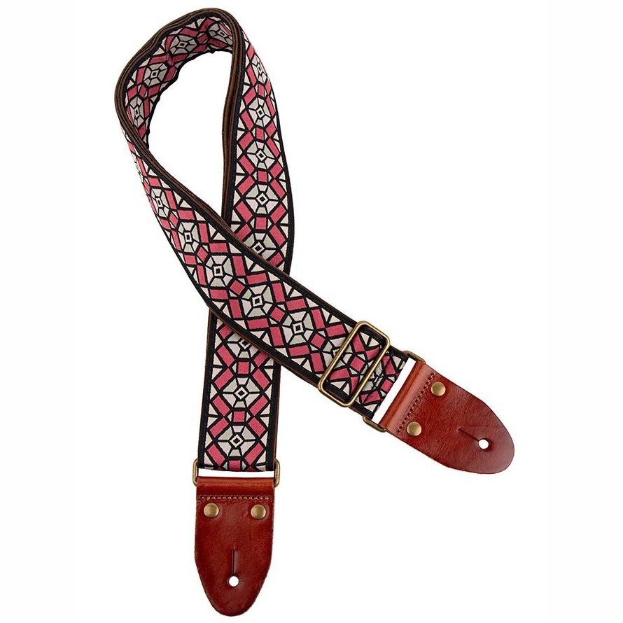 GAUCHO GST-1282-3 CLASSIC SERIES ROZE GRIJS - GITAARRIEM 2" JACQUARD GEWEVEN BRONZEN GESP SUEDE