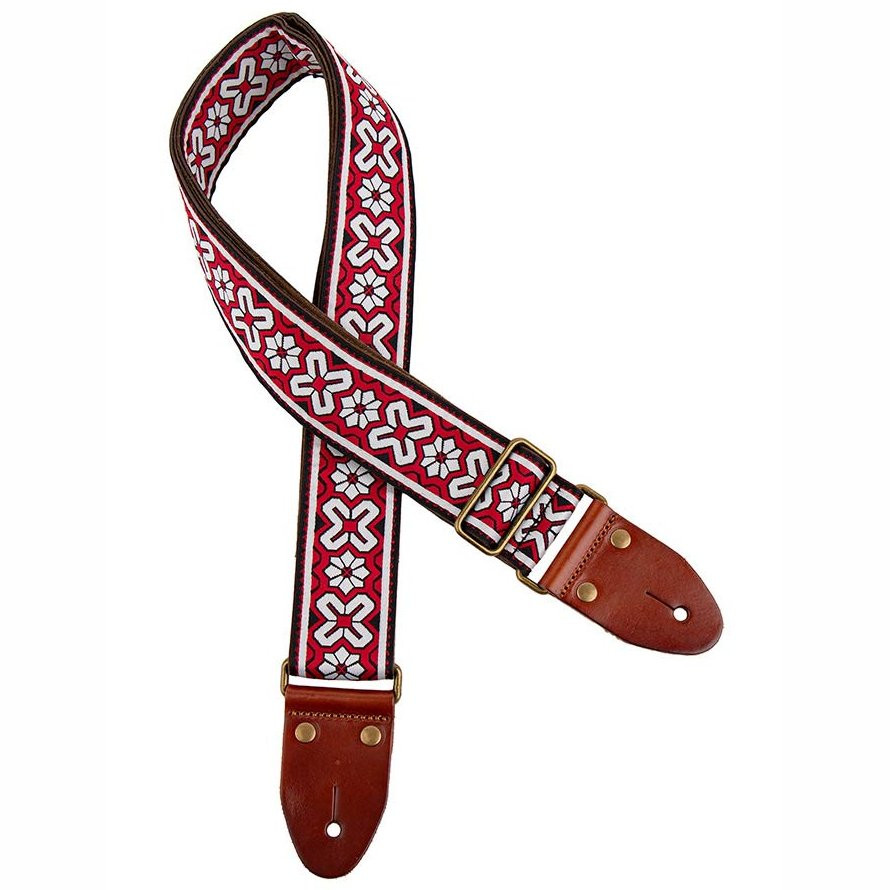 GAUCHO GST-1283-3 CLASSIC SERIES ROOD / WIT - GITAARRIEM 2" JACQUARD GEWEVEN BRONZEN GESP SUEDE
