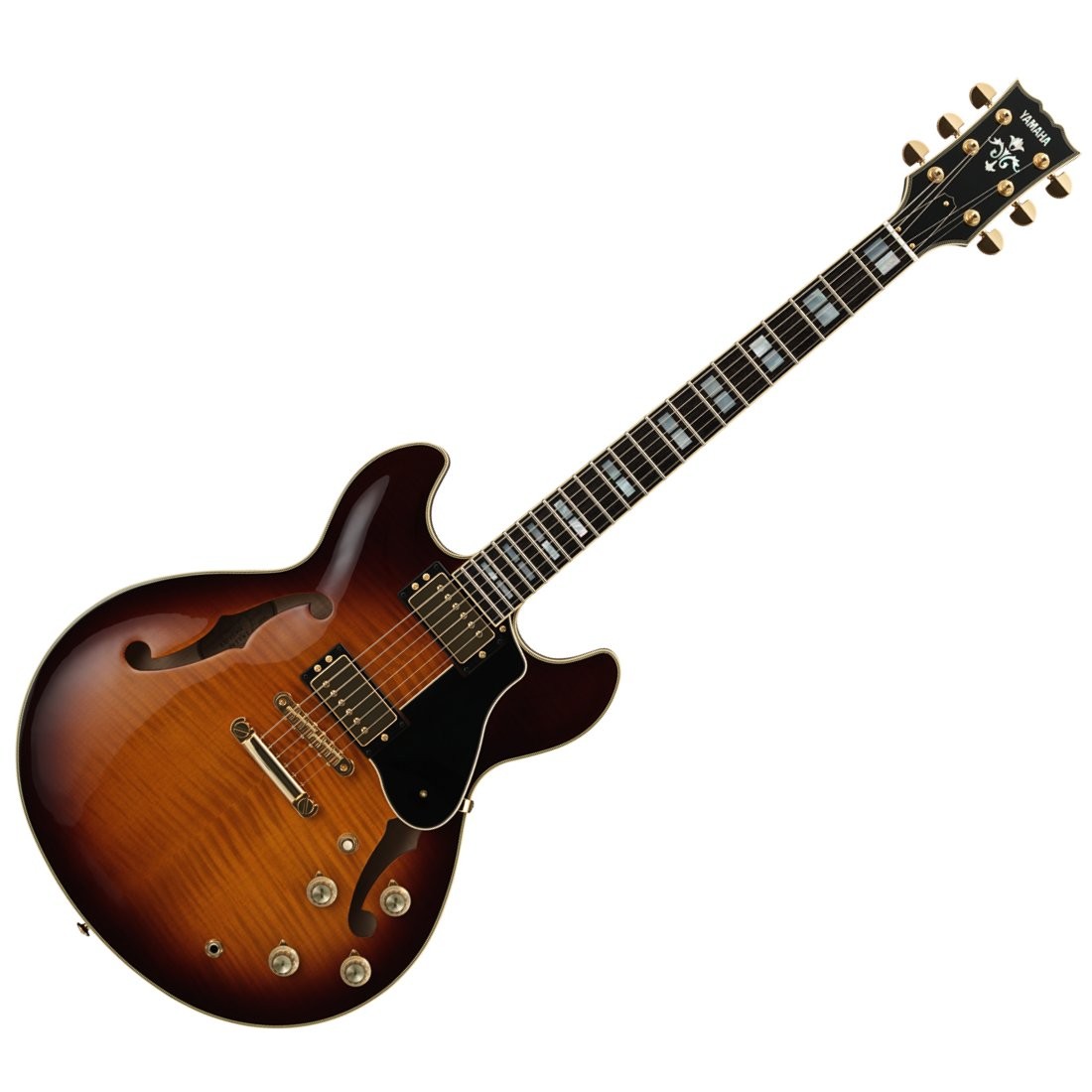 YAMAHA SA2200BS BROWN SUNBURST - GITAAR ELEKTRISCH HOLLOW BODY EBBEN TOETS + KOFFER