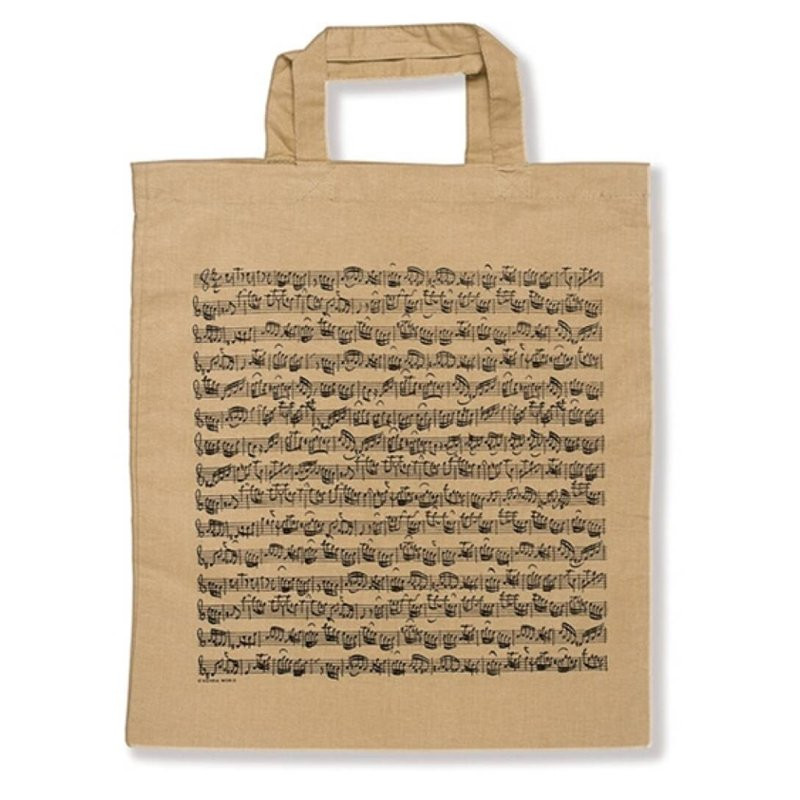 GESCHENK TOTE BAG SHEET MUSIC BEIGE - DRAAGTAS ECRU KATOEN NOTENBALK PRINT 38 X 40 CM