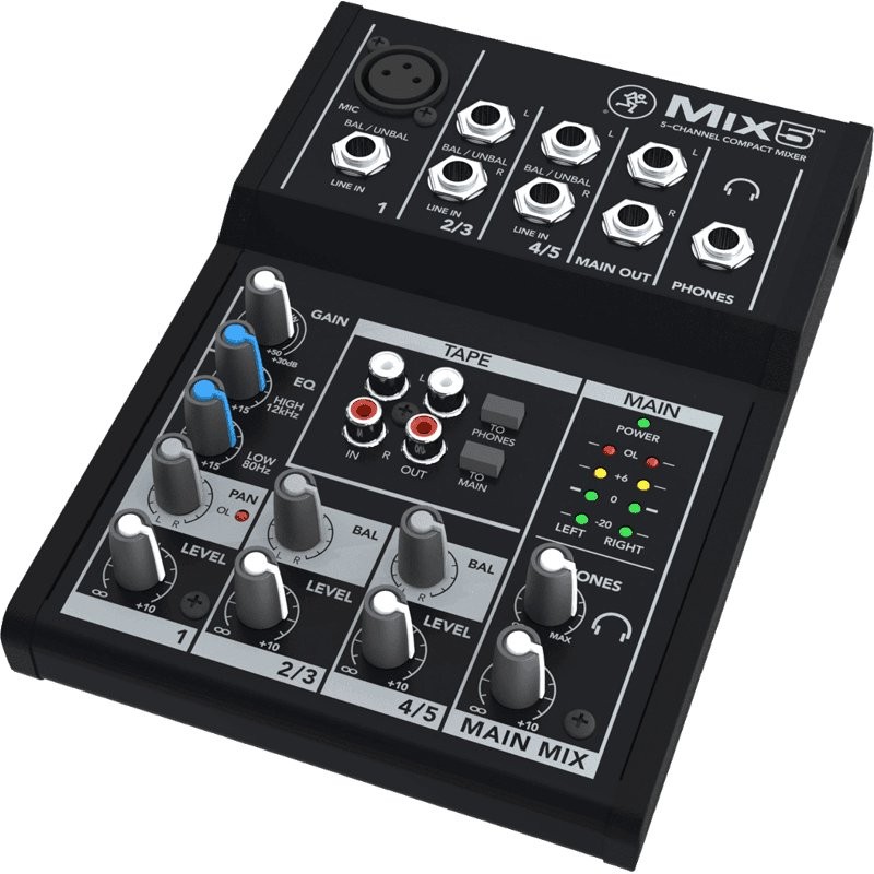 MACKIE MIX5 - MENGPANEEL 5 KANALEN 1X XLR 2X JACK STEREO