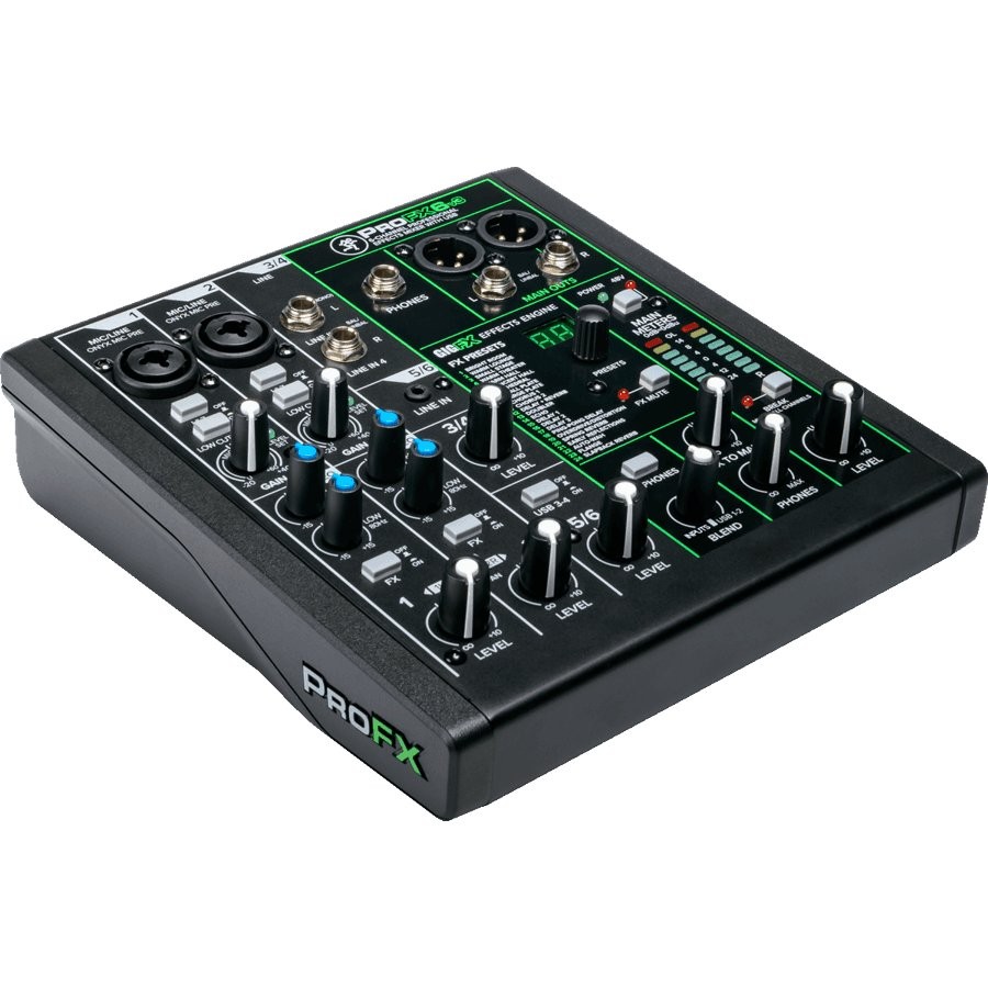 MACKIE PROFX6V3 - MENGPANEEL 6 KANALEN 2X XLR 2X STEREO + USB EFX