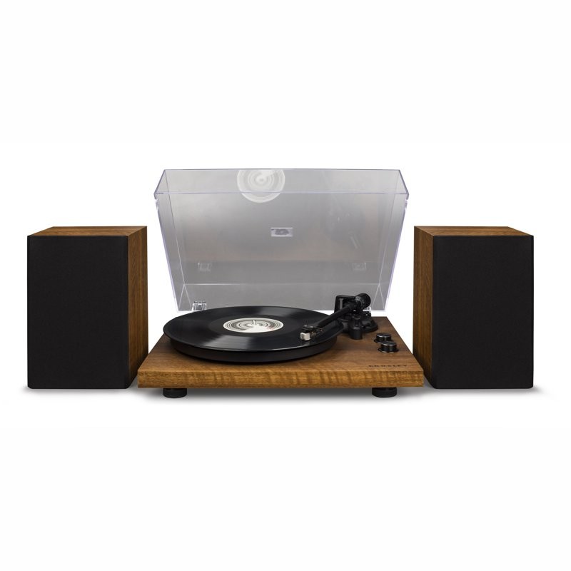 CROSLEY C62 - WALNUT - PLATENSPELER DRAAITAFEL + SPEAKERS 10W + PRE-AMP