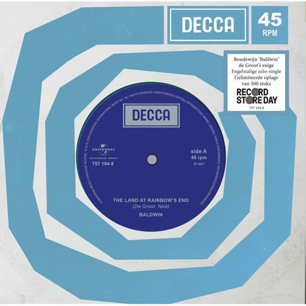 BALDWIN (BOUDEWIJN DE GROOT) - THE LAND AT RAINBO'S END -7" RSD 25-