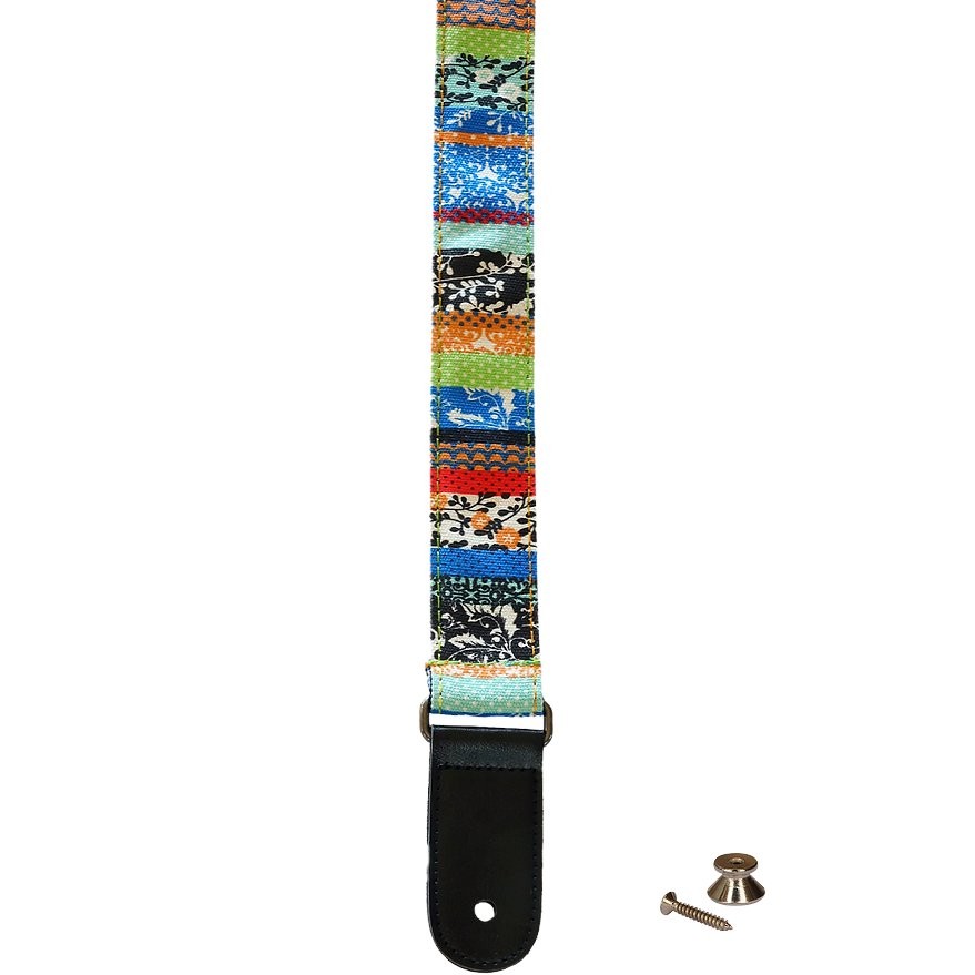 CLX STRAP KLEURMOTIEF 10 - GITAARBAND + EINDKNOP & VETER