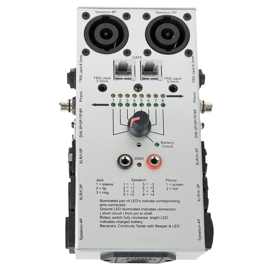 SHOWGEAR CABLE TESTER PRO - KABELTESTER SPEAKON, XLR, JACK 3.5/6.3, DIN 5P, ETC.