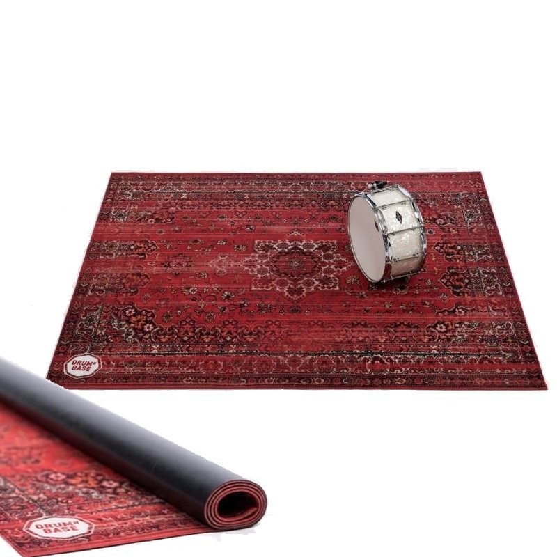 DRUMNBASE VINTAGE PERSIAN DRUMS STAGE RUG RED - DRUMMAT 1.85X1.60 PERZISCH TAPIJT ROOD