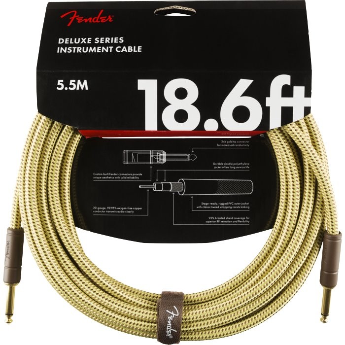 FENDER DELUXE SERIES 18.6' CABLE TWEED - KABEL JACK 6.3 BEIGE 5.5MTR