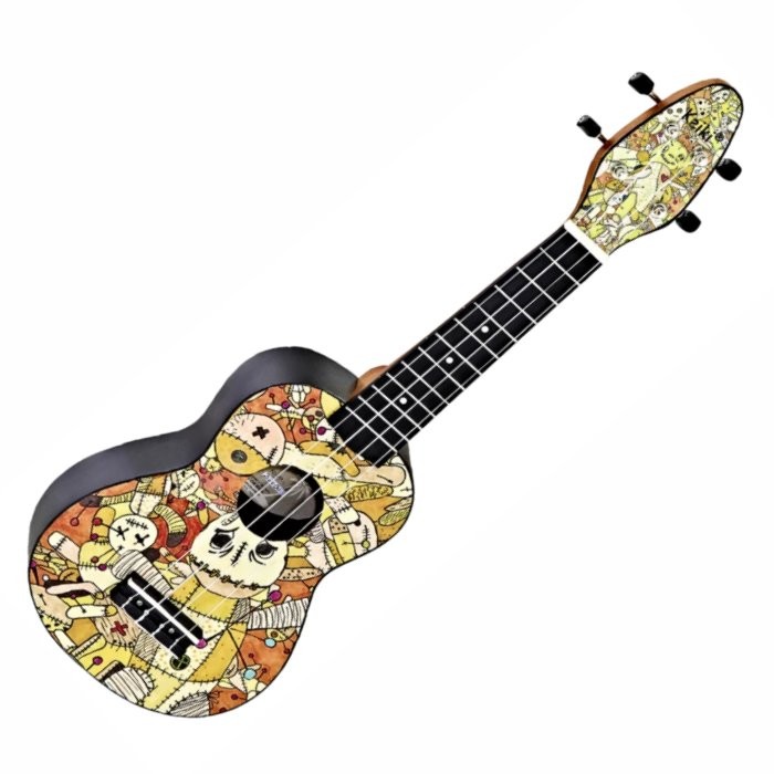 ORTEGA KEIKI K2-VP VOODOO PUPPET DESIGNER SERIES - UKELELE SOPRAAN + ACCESSOIRES ABS BACK