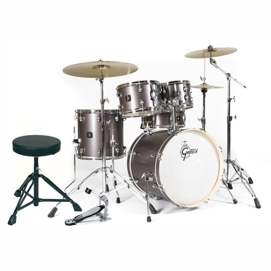 GRETSCH ENERGY GEX-E605-5-G GREY STEEL - DRUMSTEL 5-DELIG + KRUK + PAISTE 101 BEKKENSET