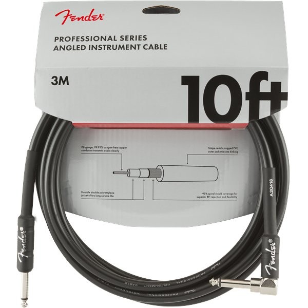 FENDER PROFESSIONAL SERIES 0990820025 - KABEL JACK 6.3 1X HAAKS 3 MTR ZWART