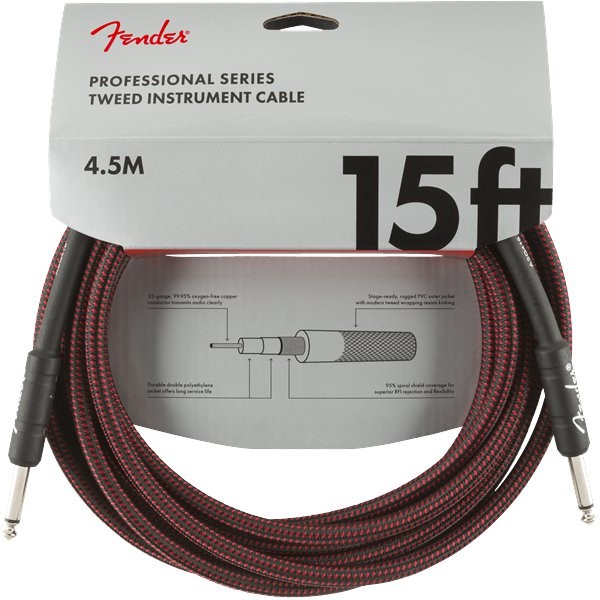 FENDER PROFESSIONAL SERIES 0990820064 - KABEL JACK 6.3 4.5 METER RED TWEED