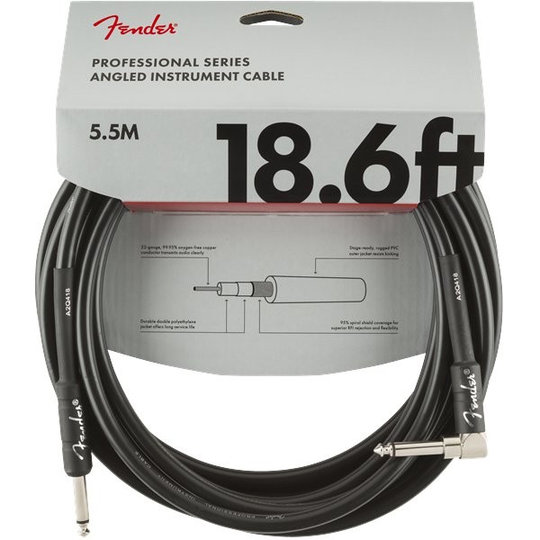 FENDER PROFESSIONAL SERIES 0990820019 - KABEL JACK 6.3 1X HAAKS 5.5M ZWART