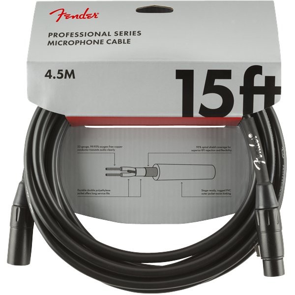 FENDER PROFESSIONAL SERIES 0990820018 - KABEL XLR 4.5 METER ZWART