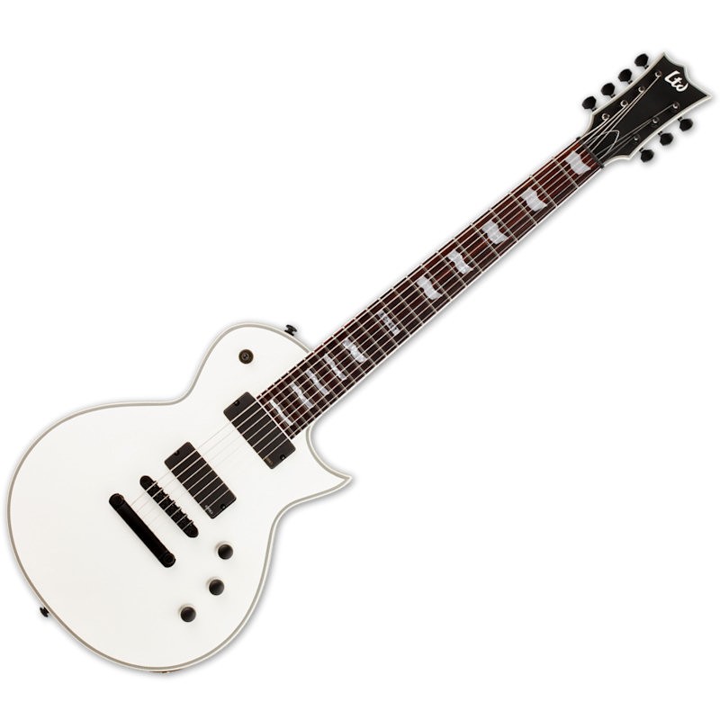 ESP LTD EC-407 SWS SNOW WHITE SATIN - GITAAR ELEKTRISCH LP WIT 7 SNARIG