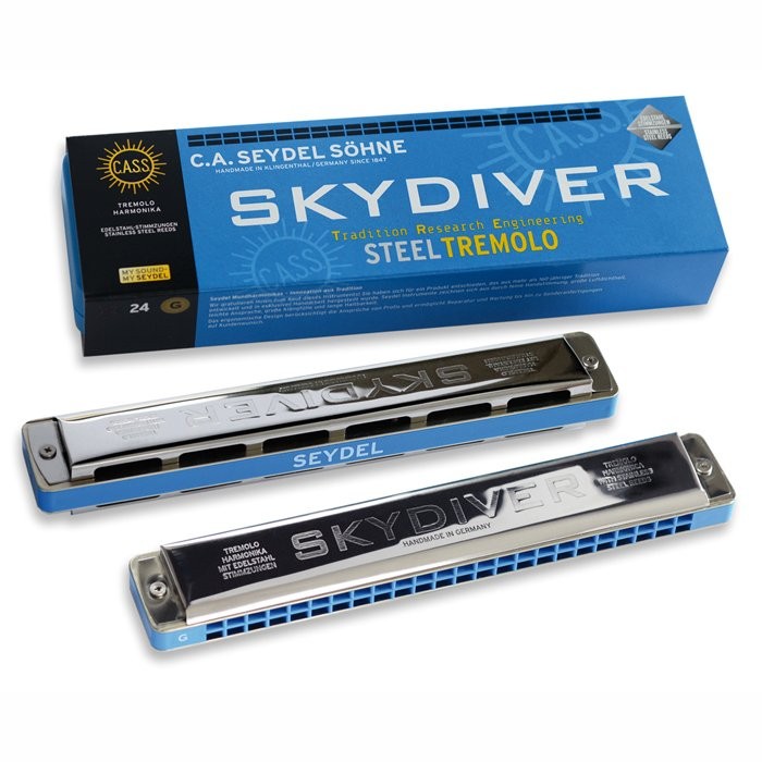 SEYDEL TREMOLO SKYDIVER STEEL D - MONDHARMONICA D 48 STAINLESS STEEL REEDS