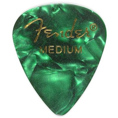 FENDER  351 PREMIUM CELLULOID PICKPACK 12 - PLECTRUM MEDIUM GREEN MOTO